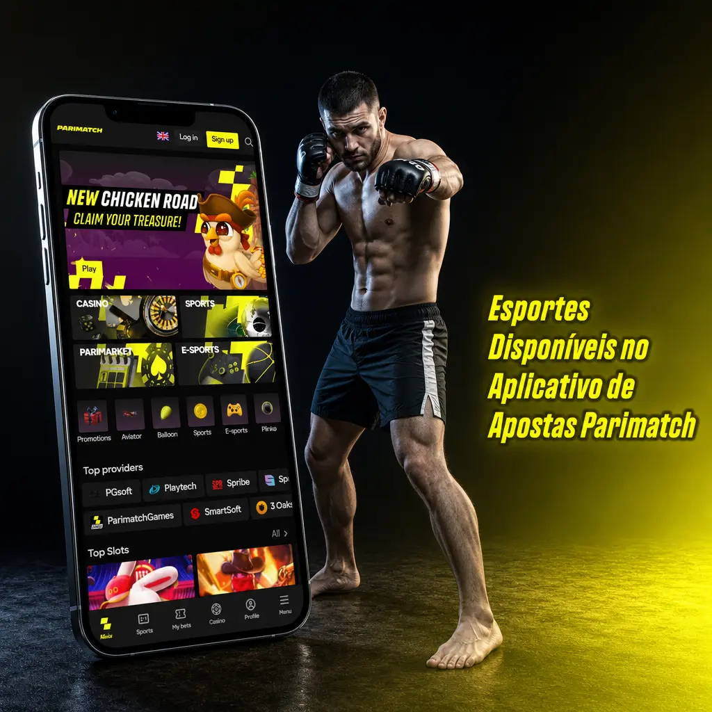 Interface do app Parimatch mostrando mais de 30 modalidades esportivas disponíveis para apostas ao vivo e pré-jogo